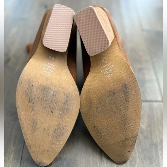 OASIS SOCIETY California Brown Vegan Leather Bootie Block Heel Women’s Size 8.5 - Picture 9 of 13